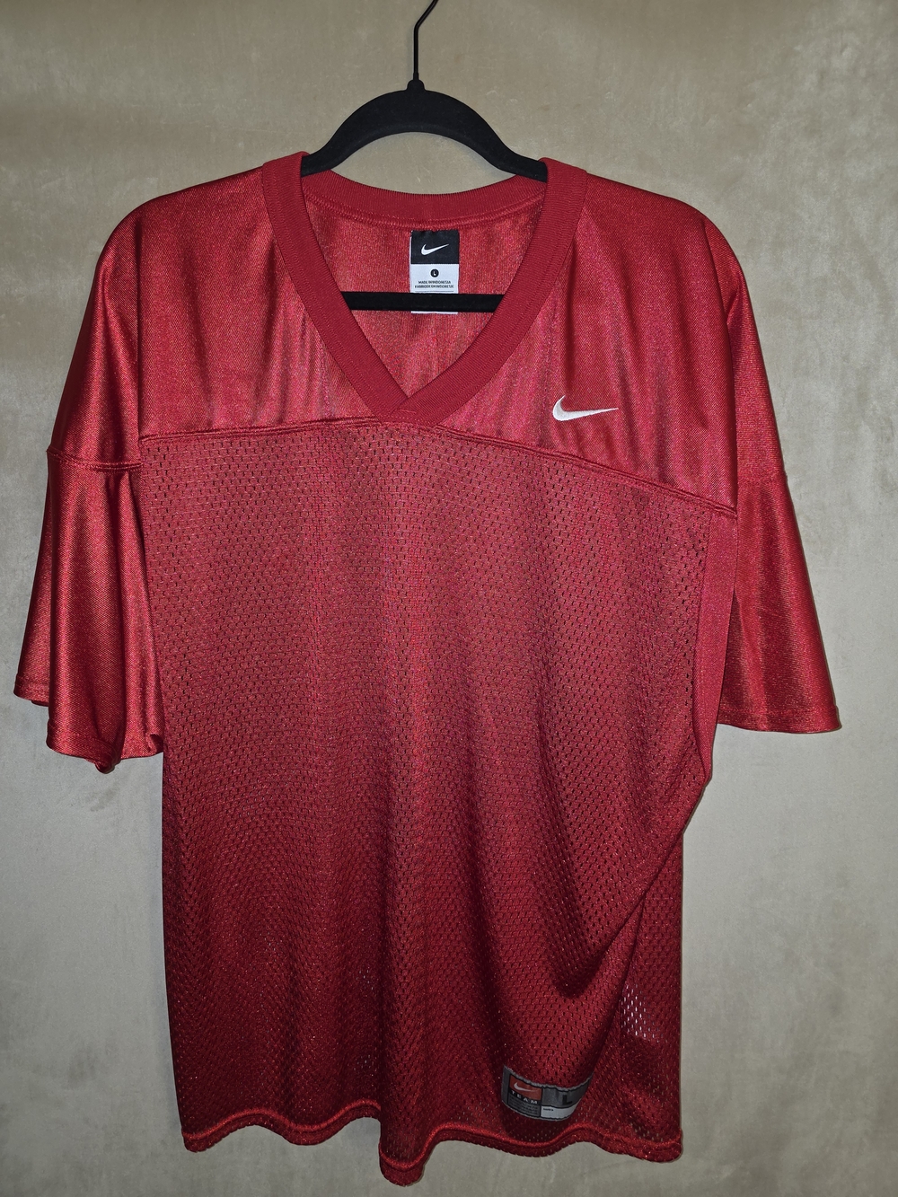 Nike Men’s Red V-Neck Mesh Athletic Shirt